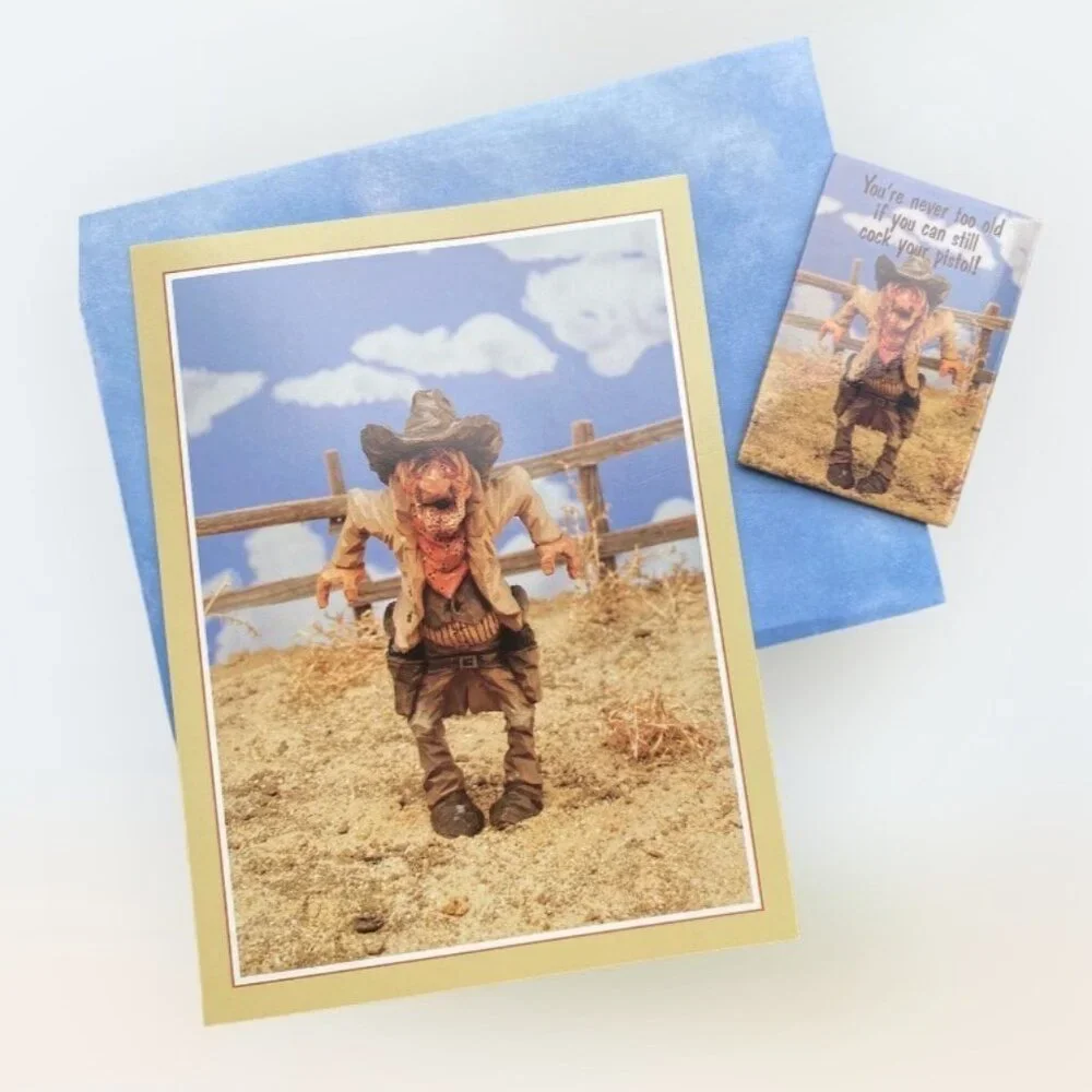 NOS Chris Hammack Southwestern Cowboy Combo Greeting Card/Magnet Leanin Tree VTG
